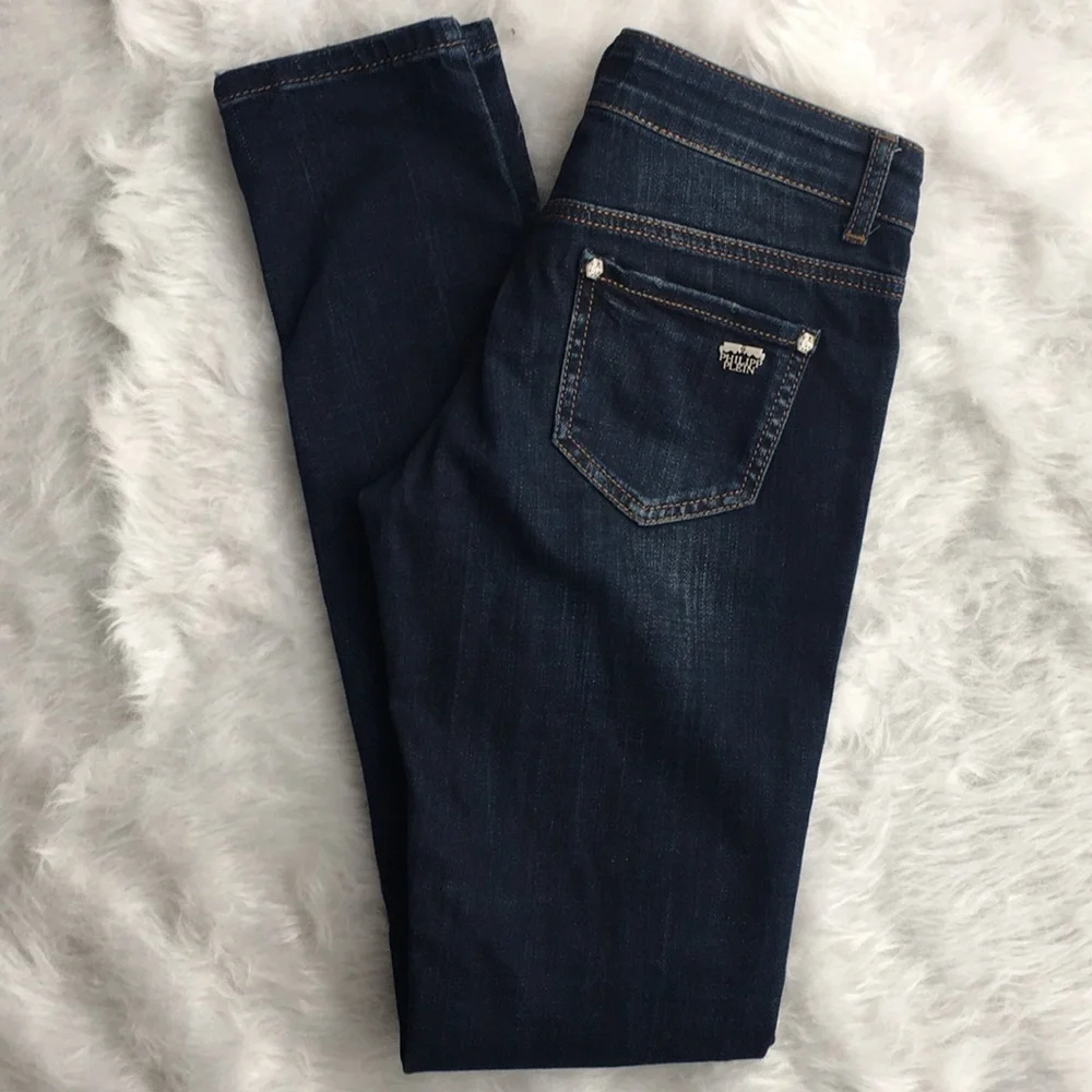 Philipp Plein slim skinny jeans dark wash distress - Picture 1 of 8
